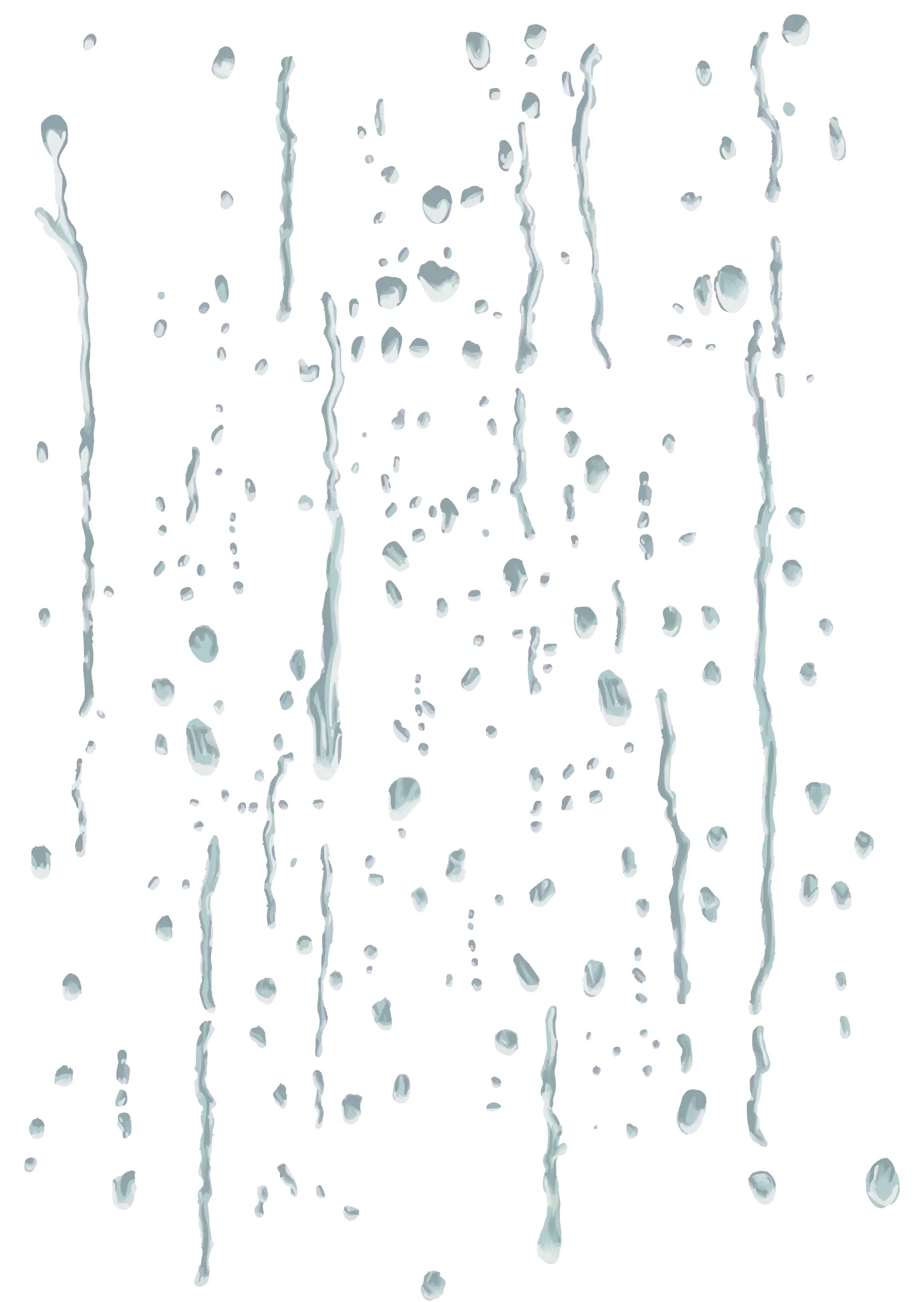 White Poster with blue graphic raindrops.